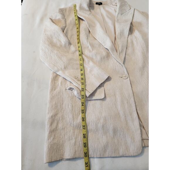 Express Oversized Textured Boyfriend Blazer Suit Jacket Beige Cream sz L - Picture 10 of 16